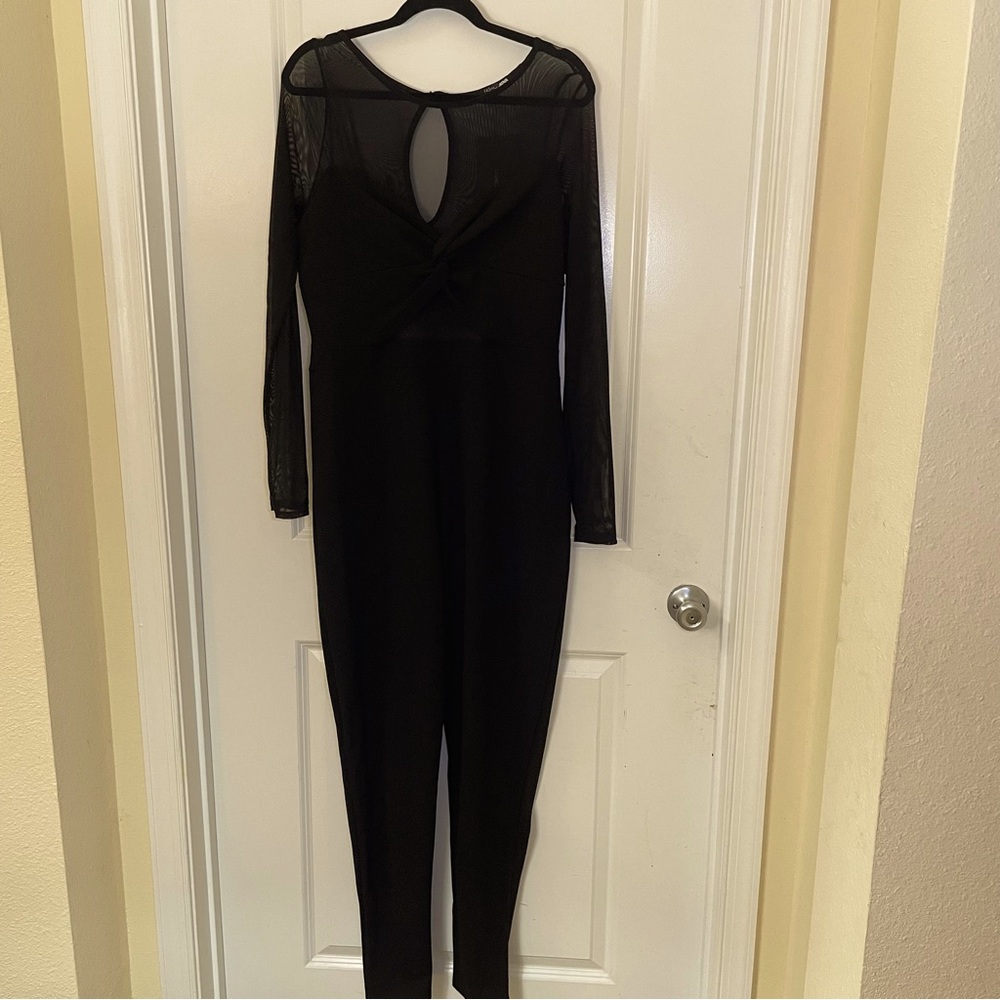 Fashion Nova Sheer Baddie Femme Fatale Jumpsuit - Black - Women 1X